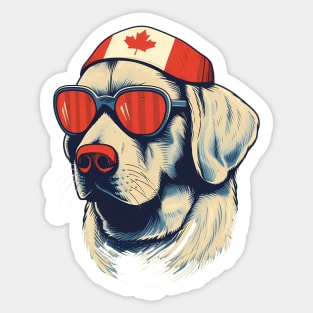 Golden retirever with Maple leafs Canada Flag Sticker